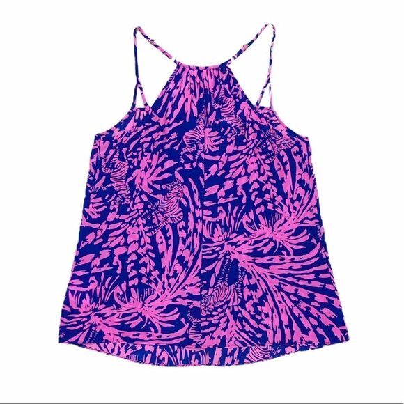 Lilly Pulitzer Rory Tank Top Pink Blue Zebra Rollin In The Grass Size XXS - Picture 5 of 10